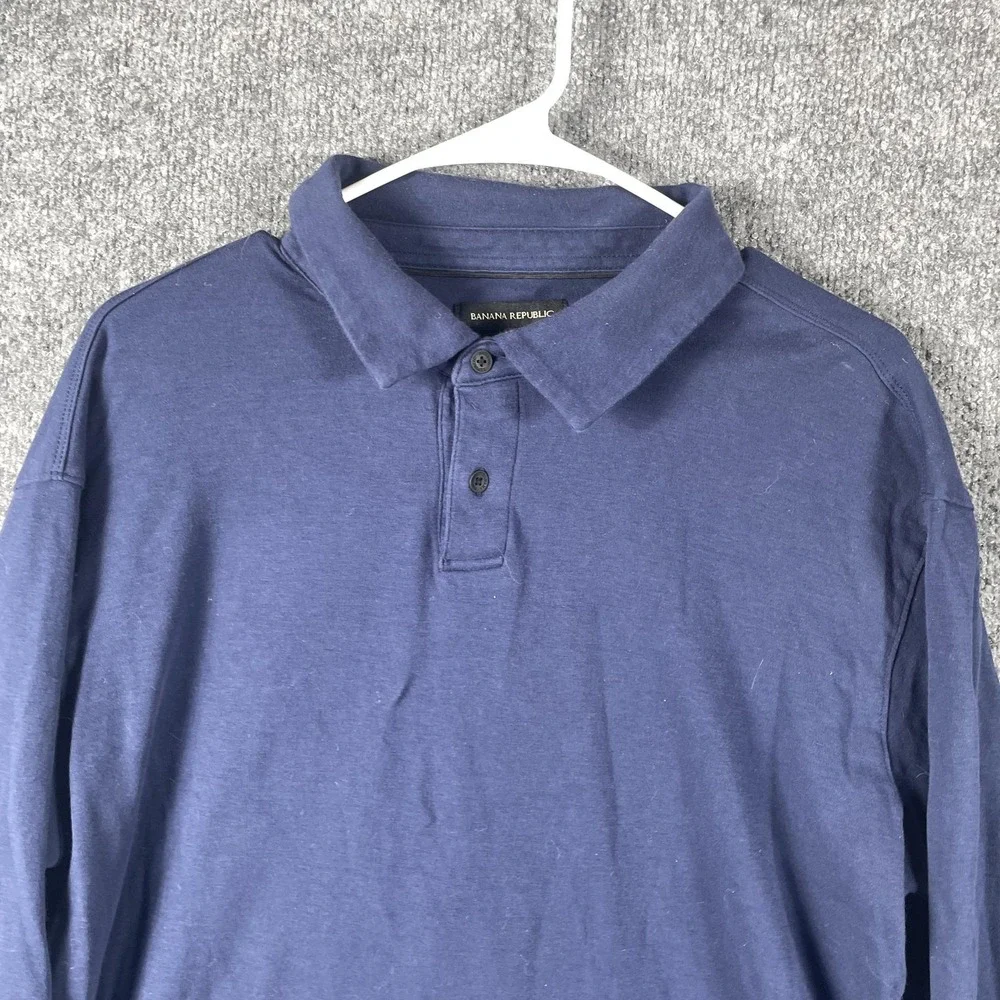 Banana Republic Shirt Mens Large Blue Polo Long Sleeve Collared Button Up Preppy
